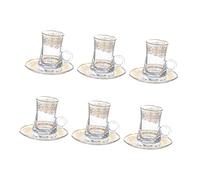 KazeRyu Confezione Da 6 Tazzine Da Caffè Espresso In Vetro Con Piattini - Stile C, Versatili For Caffè, Tè E Bevande For Feste