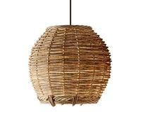 KazeRyu Lampada A Sospensione Rotonda Retrò, Da Soffitto In Bambù Intrecciato - Stile Rustico Costiero Del Sud-est Asiatico For Soggiorno(17.7in)