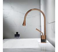 kazeRyu Miscelatore For Lavabo Da Bagno In Oro Rosa - Caldo E Freddo, Ottone Marmo, Appoggio(A Rose Gold Short)