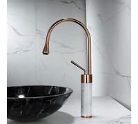 kazeRyu Miscelatore For Lavabo Da Bagno In Oro Rosa - Caldo E Freddo, Ottone Marmo, Appoggio(B Rose Gold Tall)