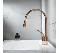 kazeRyu Miscelatore For Lavabo Da Bagno In Oro Rosa - Caldo E Freddo, Ottone Marmo, Appoggio(B Rose Gold Short)