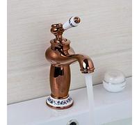 kazeRyu Rubinetto For Lavabo Da Bagno - Finitura Ottone Anticato E Cromo, Maniglia Singola, Montaggio Su Piano, 11 Scelte(Antique Copper)