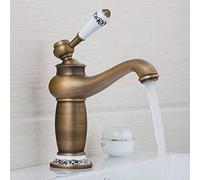 kazeRyu Rubinetto For Lavabo Da Bagno - Finitura Ottone Anticato E Cromo, Maniglia Singola, Montaggio Su Piano, 11 Scelte(Antique Brass Short)