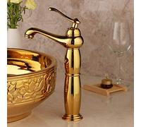 kazeRyu Rubinetto For Lavabo Da Bagno - Finitura Ottone Anticato E Cromo, Maniglia Singola, Montaggio Su Piano, 11 Scelte(Golden Long 01)