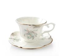 KazeRyu Set Di Tazze Da Caffè E Tè In Ceramica Con Piattino - Tazza In Ceramica Con Fiori Di Loto For Latte, Succo E Caffè - 220 Ml