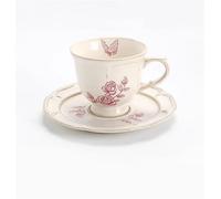 KazeRyu Set Di Tazze E Piattini Da Caffè In Ceramica Fatti A Mano Con Motivo A Rose - Tazza Da 250 Ml For Caffè, Tè E Latte