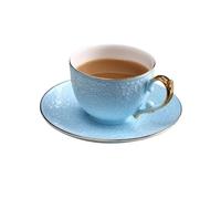 KazeRyu Set Di Tazze E Piattini Da Caffè In Porcellana Bone China Da 250 Ml - Design In Rilievo Con Bordo Dorato For Caffè E Tè