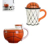 KazeRyu Tazze In Ceramica 3D Con Mini Canestro E Raffiguranti Basket E Calcio - Tazza Da Caffè Originale, Regalo Divertente For Ragazzi(01+03)
