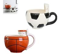 KazeRyu Tazze In Ceramica 3D Con Mini Canestro E Raffiguranti Basket E Calcio - Tazza Da Caffè Originale, Regalo Divertente For Ragazzi(01+02)