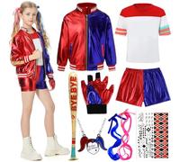 KAZGVN Costume da Harley da donna, costume di Halloween per bambini, costume da donna, questo è un set completo Harley, costume da cattivo utilizzato per cosplay Halloween