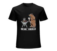 KAZHILAN BBQ Bear Grills Survivor Grylls Barbecue Cooking O-Neck 100% Cotton Short Sleeve Unisex T-Shirt S