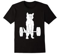 KAZHILAN Cat Dead Weight Powerlifting O-Neck 100% Cotton Short Sleeve Unisex T-Shirt XXXL