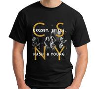 KAZHILAN Crosby Stills Nash & Young Csny Band Unisex 100% Cotton Short-Sleeve T-Shirts Black L