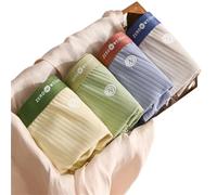 KAZONS Boxer Uomo Biancheria Intima Maschile in Cotone A Righe A Vita Media A Contrasto Alto Elastico Allentato Boxer Slip 4 Confezioni-A-L 40-50Kg