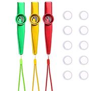 Kazoo per Bambini, Kazoo Metallo, Kazoo, Kazoo Strumenti Musicali, Kazoo Strumento in Lega Di Alluminio, con 10 Membrane, per Accompagnare Strumenti Come Chitarra, Ukulele(Dorato Rosso Verde), 3 Pezzi
