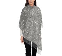 KazUp Scintillii glitter argento, Sciarpa da donna Scialli grandi in morbido cashmere avvolgenti con stola leggera 192x75 cm