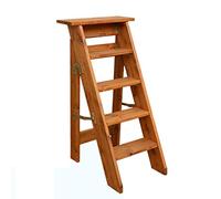 KAZUP Sgabelli per la casa,Sgabello a 5 gradini Sedia per Scale Moda Sedia Pieghevole in Legno massello Scala a pioli Multifunzione Pieghevole Biblioteca Domestica Cucina Gradini per Ufficio Caric