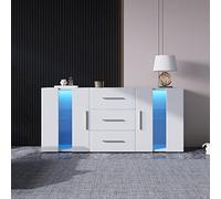 KAZZIO Credenza per credenza, credenza, credenza, armadietto, armadio, TV, pannello basso, con 16 colori, luci a LED per sala da pranzo, soggiorno, 140 x 35 x 70 cm