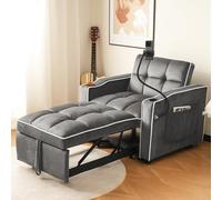 KAZZIO Divano letti 3 in 1 allungabile: con portabevande, supporto cellulare, sedia sdraio, poltrona, spazio efficiente, 83 x 167 x 76 cm (grigio scuro)