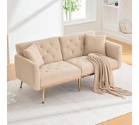 KAZZIO Divano posto in morbido velluto, trasformabile in un divano letto regolabile a 3 livelli, resistente piedini in metallo, adatto per diversi scenari in soggiorno, camera da letto o piccola