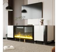 KAZZIO Mobile TV basso con camino elettrico effetto fiamma, nessuna funzione di riscaldamento, lucido, colore coordinato