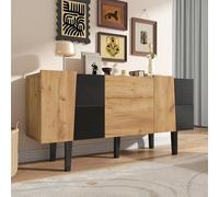 KAZZIO Mobile TV contemporaneo con spazio per TV da 60 pollici, centro di intrattenimento in legno con gambe in legno massello per supporto TV, comò e console multimediali