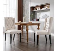 KAZZIO - Set di 4 sedie per sala da pranzo in velluto, con gambe in quercia, bottone, piedistallo cromato e rivestimento in testa di chiodo, sedia per camera da letto, cucina, soggiorno, sedia per