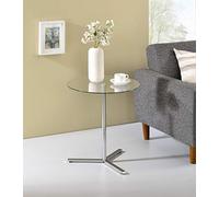 KB Designs - Moderno tavolino rotondo da 50,8 cm, in metallo cromato/vetro