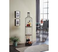 KB Designs Scaffale a forma di bottiglia in rovere nero, alto, autoportante, per vino, liquori, bar