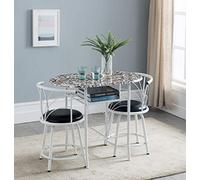 KB Designs - Set di 3 pezzi tavolo da pranzo per cucina, sala da pranzo, finitura in marmo bianco