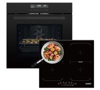 KB ELEMENTS Set cottura autosufficiente, 60 cm, forno da incasso, funzione Air Fry, piano cottura a induzione da 59 cm, piano cottura a induzione con due zone flessibili, grill, aria calda, aqua clean
