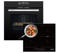 KB ELEMENTS Set cottura autosufficiente, 60 cm, forno da incasso, funzione Air Fry, piano cottura a induzione da 59 cm, piano cottura a induzione con due zone flessibili, grill, aria calda, aqua clean