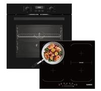 KB ELEMENTS Set cottura autosufficiente, 60 cm, forno da incasso, piano cottura a induzione da 59 cm, piano cottura a induzione con due zone flessibili, barbecue, aria calda, acqua pulita, 9 funzioni