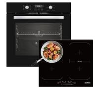 KB ELEMENTS Set cottura autosufficiente, 60 cm, forno da incasso, piano cottura a induzione da 59 cm, piano cottura a induzione con due zone flessibili, barbecue, aria calda, acqua pulita, 9 funzioni