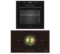 KB ELEMENTS Set cottura autosufficiente, 60 cm, forno da incasso, piano cottura a induzione da 90 cm, piano cottura a induzione con due zone flessibili, barbecue, aria calda, acqua pulita, 9 funzioni