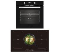 KB ELEMENTS Set cottura autosufficiente, 60 cm, forno da incasso, piano cottura a induzione da 90 cm, piano cottura a induzione con due zone flessibili, barbecue, aria calda, acqua pulita, 9 funzioni