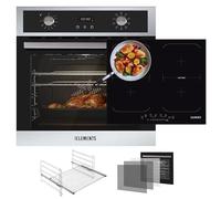 KB ELEMENTS Set cottura autosufficiente, forno da incasso da 60 cm, piano cottura a induzione da 59 cm, 9 funzioni, vetro di protezione termica a 3 livelli, funzione girarrosto, funzione pizza, classe