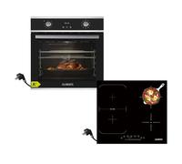 KB ELEMENTS Set di fornelli autosufficienti | 60 cm forno da incasso 70 litri | piano cottura a induzione 59 cm con spina Schuko | 9 funzioni | 3 vetri di protezione termica | funzione girarrosto |