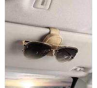 KBBYT Confezione da 2 supporti per occhiali da sole da auto per Dodge Ram 2500/3500 1994-2002, in pelle, magnetici, con clip per carte di credito, adatti per occhiali di diverse dimensioni, beige