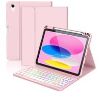 KBCASE Cover per tastiera per iPad A16 11/10 Eme Generation (11 pollici 2025/10.9 pollici 2022) Custodia Keyboard Bluetooth per iPad 10/11° con 7 colori retroilluminati, porta matita, AZERTY francese