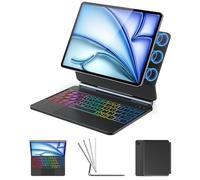 KBCASE Custodia Magic Keyboard per iPad Air 11", M3 2025/M2 2024, tastiera magnetica per iPad Air 5/4 Gen 11", Pro 11", 4/3/2/1 Gen, retroilluminazione a 7 colori