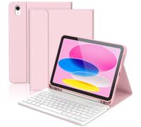 KBCASE Custodia per tastiera per iPad 10/11ª generazione (10.9 pollici 2022/11 pollici A16 2025), custodia tastiera Bluetooth senza fili per iPad 10eme/11eme, AZERTY Francese, Rosa