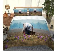 KBDQGX 3 Pezzi Set Di Biancheria Da Letto Copripiumino Matrimoniali Completo 260X240Cm Stampa Di Personaggi Colorati E Fiori 3D Copripiumini Matrimoniali In Microfibre Con 2 Federe 50X80Cm