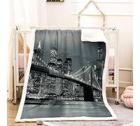 KBDQGX Coperta Di Flanella Letto Matrimoniale Invernale 180X200Cm Coperta Pile In Microfibra Morbida Pelosa Calda Copriletto Per Divano/Bambini Camere Da Letto, Ponte Della Città Grigia Motivo