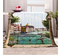 KBDQGX Coperta Letto Matrimoniale Coperta Di Flanella In Microfibra 180X220Cm Paesaggio Della Città Sull'Acqua Stampata Motivo Coperte Divano Inverno Pelose Per Bambini/Adulti Decorazione Per La Ca