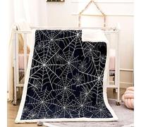 KBDQGX Coperta Letto Matrimoniale Coperta Di Flanella In Microfibra 180X220Cm Ragnatela Nera Stampata Motivo Coperte Divano Inverno Pelose Per Bambini/Adulti Decorazione Per La Casa