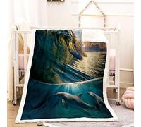 KBDQGX Coperta Morbida Pelosa Di Flanella 3D Balena Blu Dell'Oceano Stampata Motivo Coperta Pile Matrimoniale In Microfibra 180X220Cm Coperte Lana Inverno Super Morbida Calda Per Divano E Letto