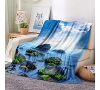 KBDQGX Coperta Morbida Pelosa Di Flanella 3D Barriera Corallina Dell'Oceano Blu Stampata Motivo Coperta Pile Matrimoniale In Microfibra 70X100Cm Coperte Lana Inverno Super Morbida Calda Per Divano