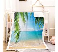 KBDQGX Coperta Morbida Pelosa Di Flanella 3D Paesaggio Di Onde Sulla Spiaggia Stampata Motivo Coperta Pile Matrimoniale In Microfibra 70X100Cm Coperte Lana Inverno Super Morbida Calda Per Divano E