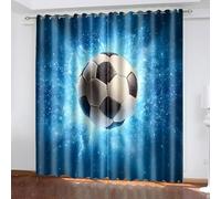 KBDQGX Tenda Finestra Oscurante Con Occhielli 200X214Cm Tende Oscuranti Per Interni Blue Star Football Insegue La Luce 2 Pannelli Tende Finestre Soggiorno Termica Isolante Per Bambini Camera Da Let